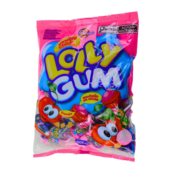 Pirulito Lolly Gum Cereja 50 unidades 600g Toffano