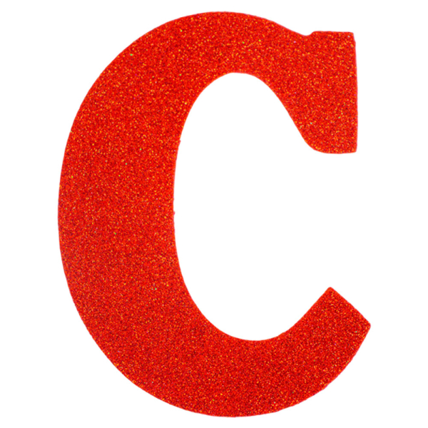 Enfeite de E.V.A com Glitter Letra C Vermelho